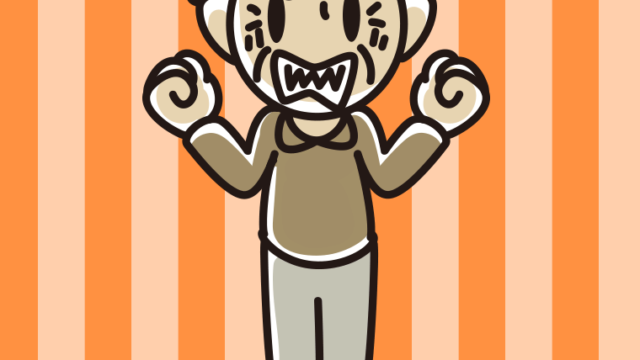 怒りが爆発するおじいさんのイラスト【色、背景あり】PNG