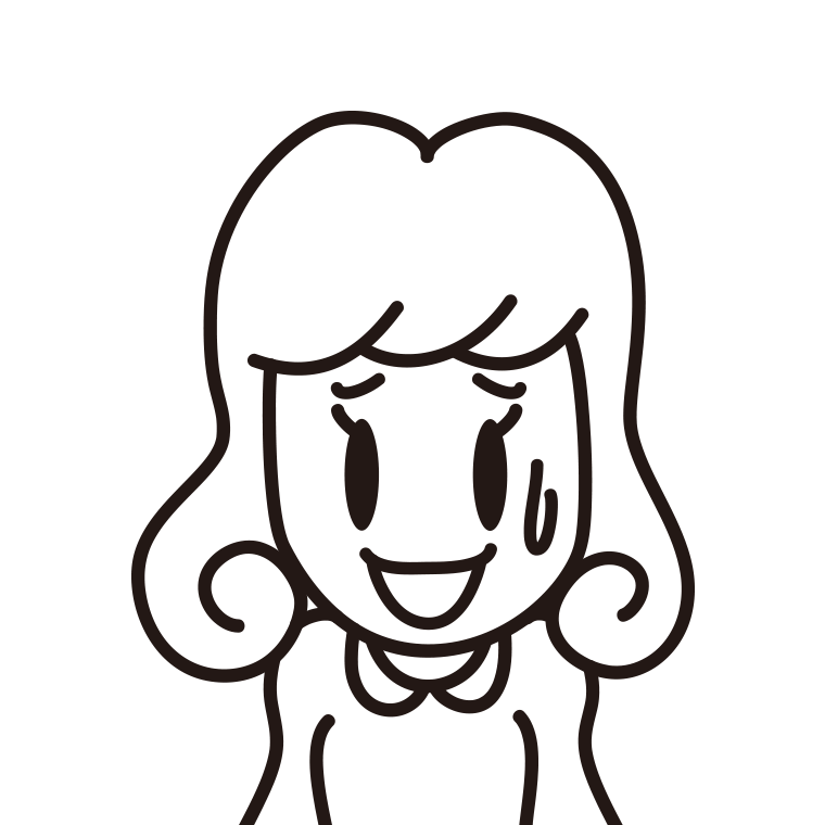 苦笑いする女子大学生のイラスト【線のみ】透過PNG