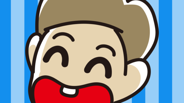 昭和のギャグマンガの笑い方をする男性のイラスト【色、背景あり】PNG