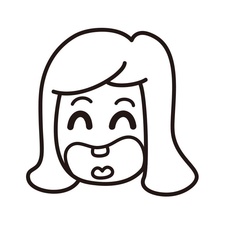 昭和のギャグマンガの笑い方をする女子高校生のイラスト【線のみ】透過PNG