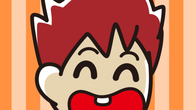 昭和のギャグマンガの笑い方をする男子大学生のイラスト【色、背景あり】PNG