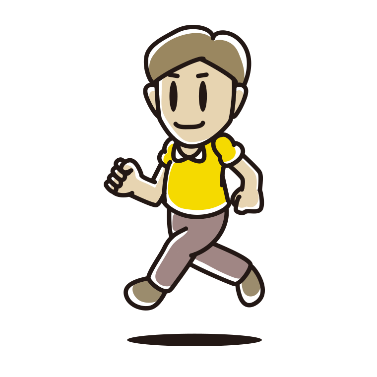 走る男性のイラスト【色あり、背景なし】透過PNG