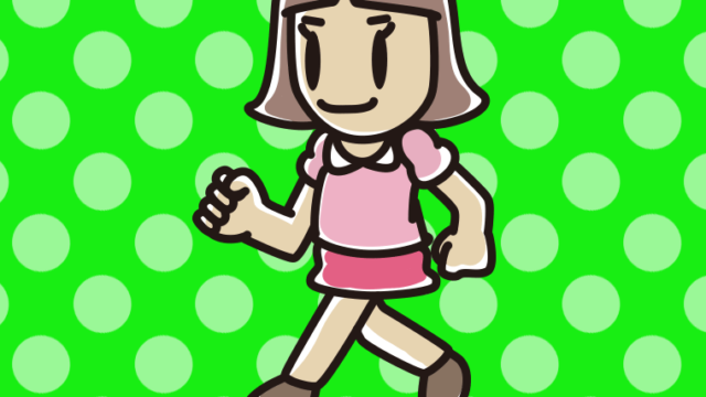 走る小学生女子のイラスト【色、背景あり】PNG