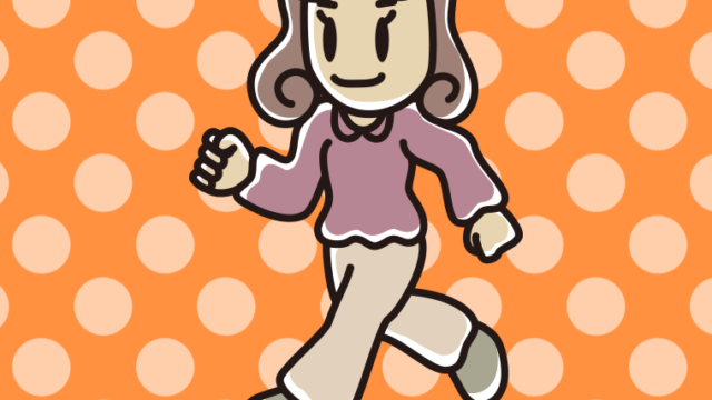 走る女子大学生のイラスト【色、背景あり】PNG