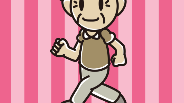 走るおじいさんのイラスト【色、背景あり】PNG