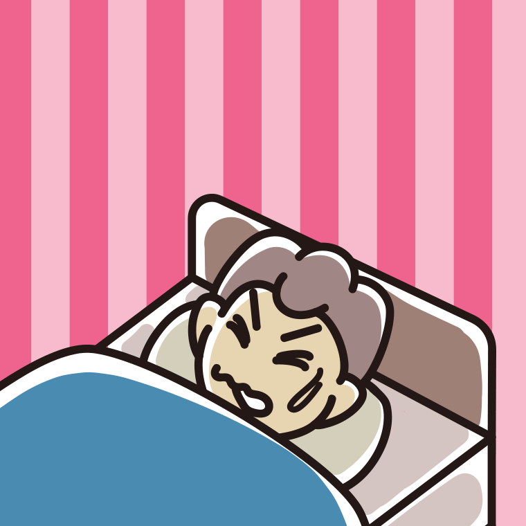 うなされて眠る男子中学生のイラスト【色、背景あり】PNG