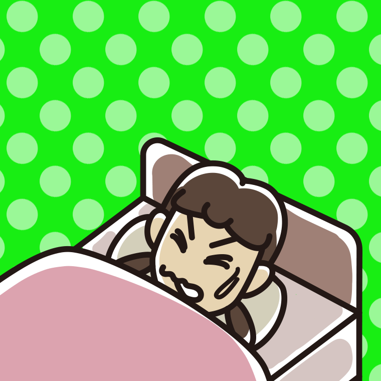 うなされて眠る女子中学生のイラスト【色、背景あり】PNG
