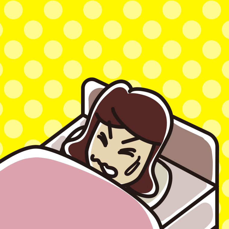 うなされて眠る女子高校生のイラスト【色、背景あり】PNG