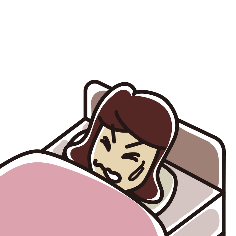 うなされて眠る女子高校生のイラスト【色あり、背景なし】透過PNG