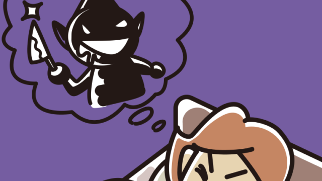 怖い夢を見ている女性のイラスト【色、背景あり】PNG