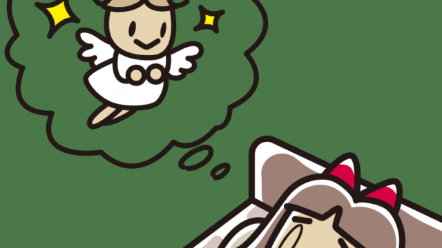 悲しい夢を見ている小学生女子のイラスト【色、背景あり】PNG