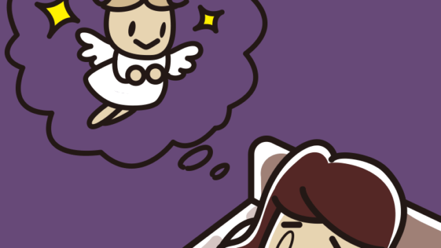 悲しい夢を見ている女子高校生のイラスト【色、背景あり】PNG