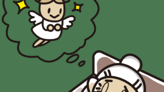 悲しい夢を見ているおばあさんのイラスト【色、背景あり】PNG