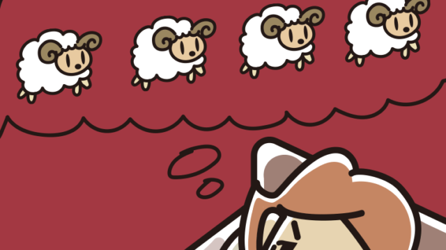 眠れなくて困っている女性のイラスト【色、背景あり】PNG