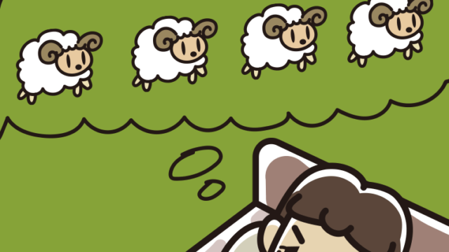 眠れなくて困っている女子中学生のイラスト【色、背景あり】PNG