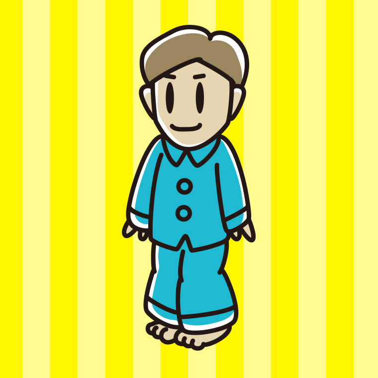 パジャマ姿の男性のイラスト【色、背景あり】PNG