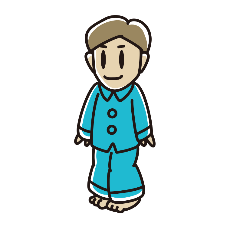 パジャマ姿の男性のイラスト【色あり、背景なし】透過PNG
