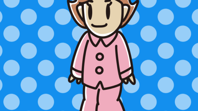 パジャマ姿の女性のイラスト【色、背景あり】PNG