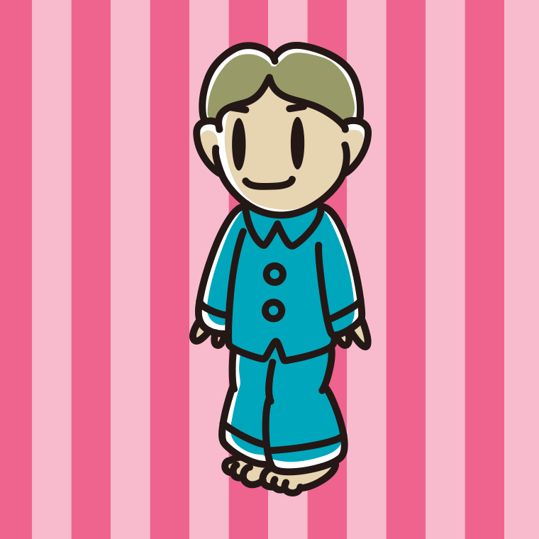 パジャマ姿の小学生男子のイラスト【色、背景あり】PNG