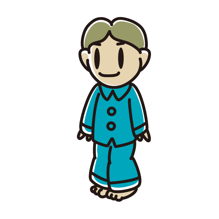 パジャマ姿の小学生男子のイラスト【色あり、背景なし】透過PNG