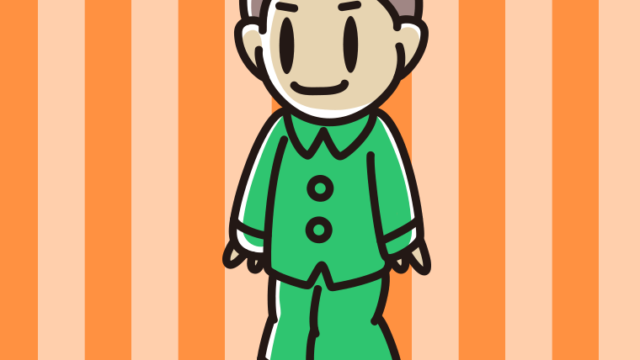 パジャマ姿の男子中学生のイラスト【色、背景あり】PNG