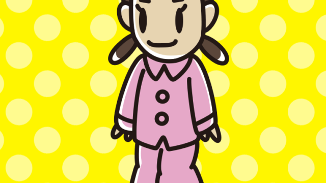 パジャマ姿の女子中学生のイラスト【色、背景あり】PNG