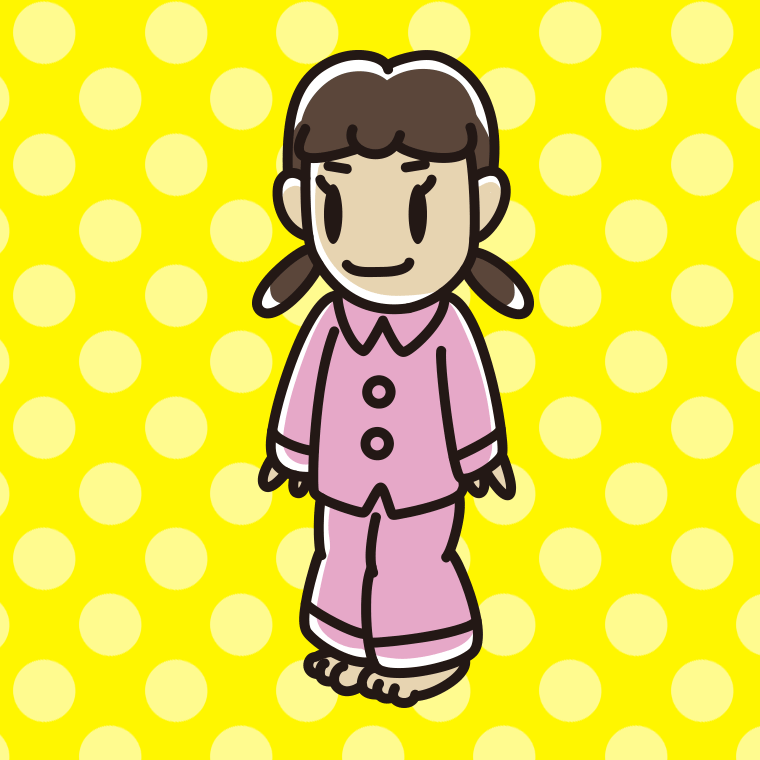 パジャマ姿の女子中学生のイラスト【色、背景あり】PNG