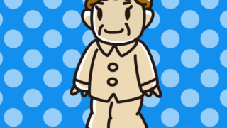 パジャマ姿のおばさんのイラスト【色、背景あり】PNG