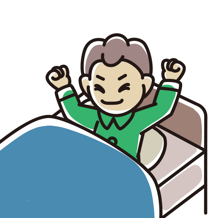 目覚める男子中学生のイラスト【色あり、背景なし】透過PNG