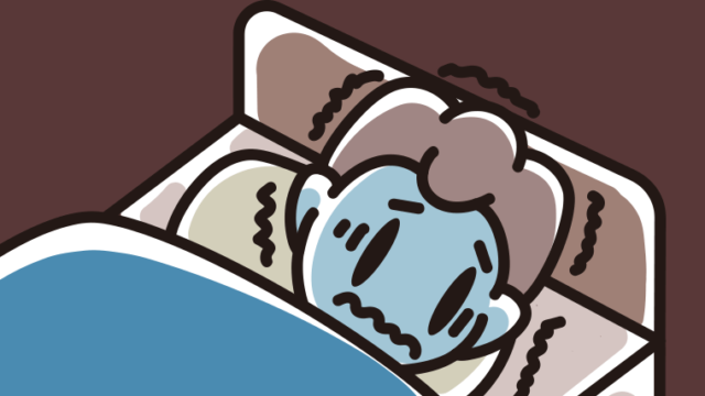 【フリー素材】ベッドで震えている男子中学生のイラスト