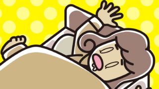 寝相が悪い女子大学生のイラスト【色、背景あり】PNG