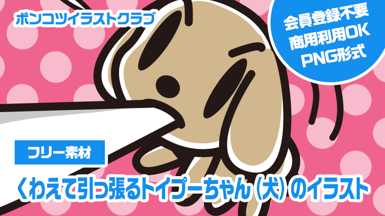 【フリー素材】くわえて引っ張るトイプーちゃん（犬）のイラスト