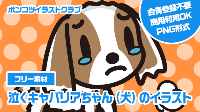 【フリー素材】泣くキャバリアちゃん（犬）のイラスト
