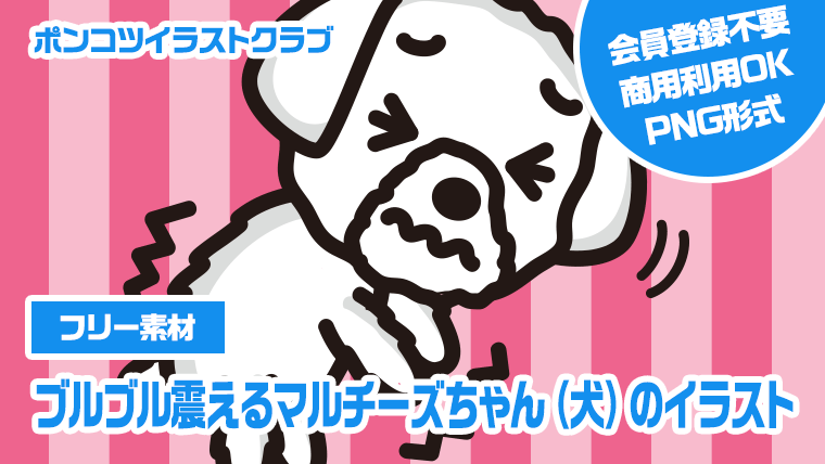 【フリー素材】ブルブル震えるマルチーズちゃん（犬）のイラスト