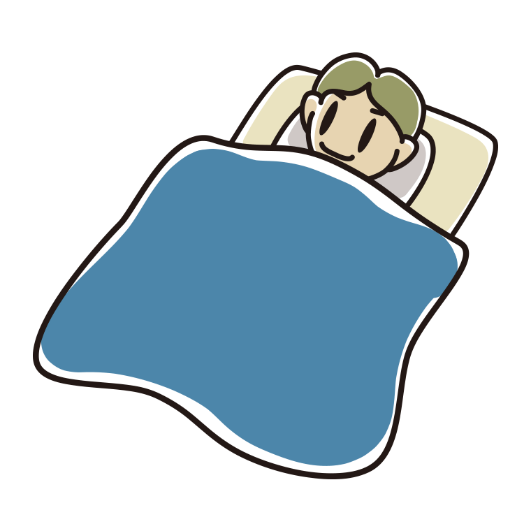布団で寝る小学生男子のイラスト【色あり、背景なし】透過PNG