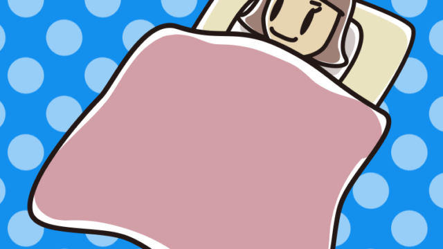 布団で寝る小学生女子のイラスト【色、背景あり】PNG