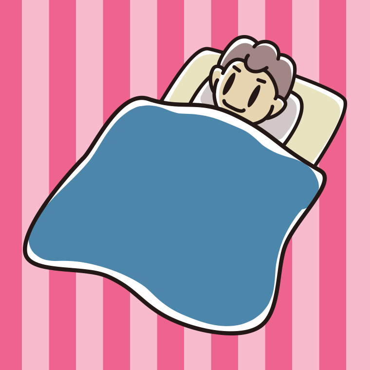 布団で寝る男子中学生のイラスト【色、背景あり】PNG