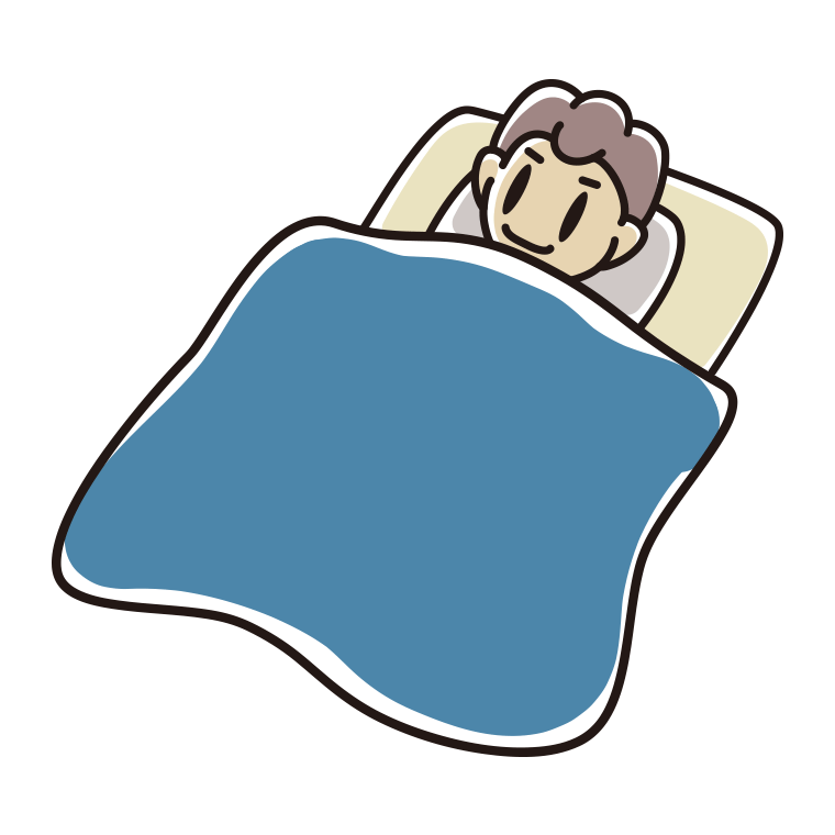 布団で寝る男子中学生のイラスト【色あり、背景なし】透過PNG