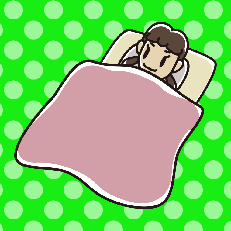 布団で寝る女子中学生のイラスト【色、背景あり】PNG