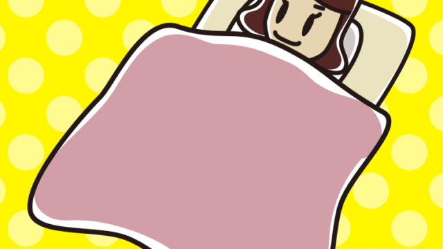 布団で寝る女子高校生のイラスト【色、背景あり】PNG