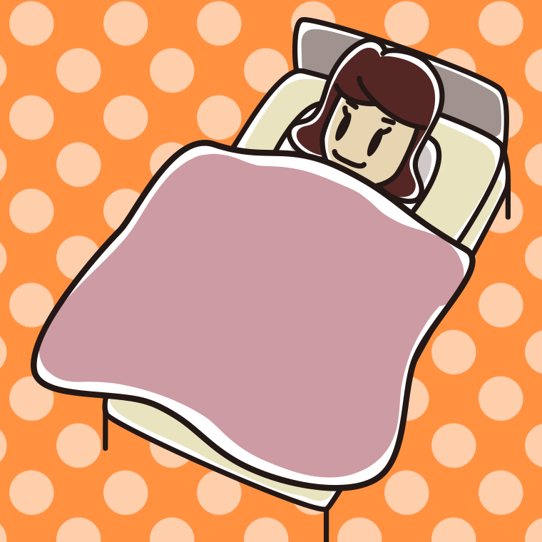 ベッドで寝る女子高校生のイラスト【色、背景あり】PNG