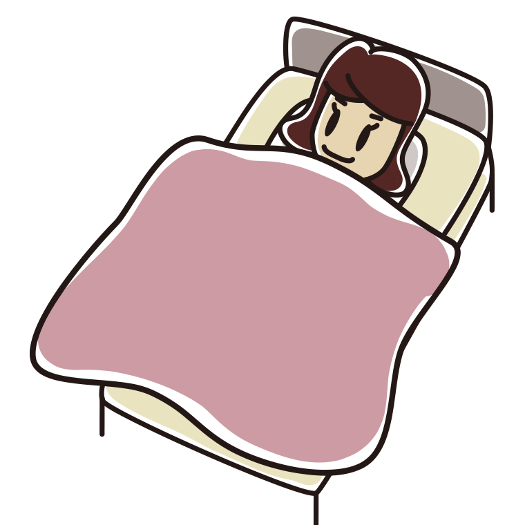 ベッドで寝る女子高校生のイラスト【色あり、背景なし】透過PNG