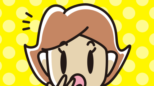 ハッとする女性の顔のイラスト【色、背景あり】PNG