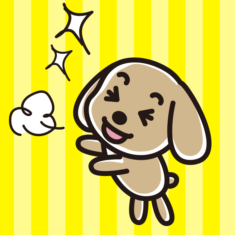 喜ぶトイプーちゃん（犬）のイラスト【色、背景あり】PNG