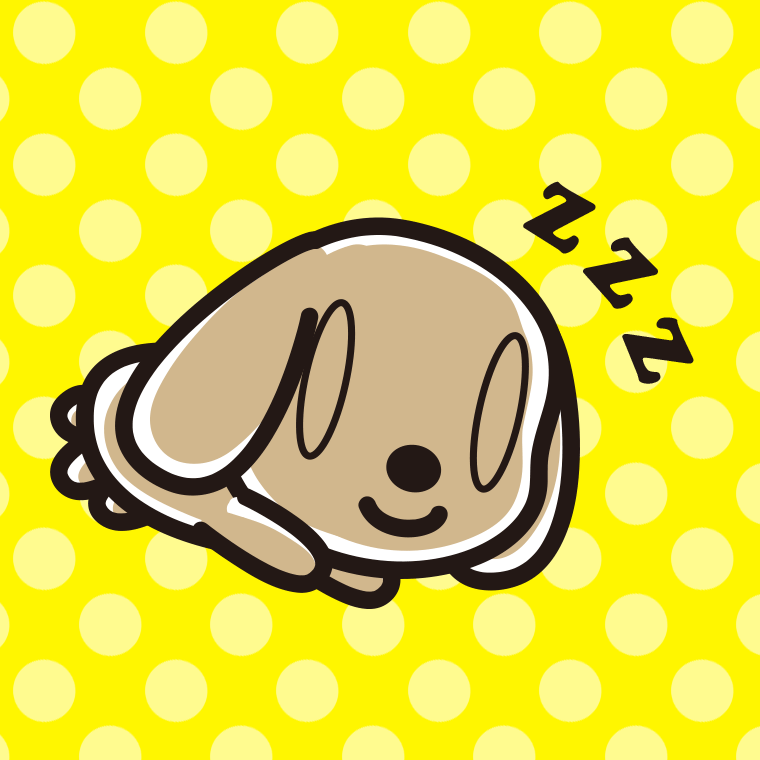 眠っているトイプーちゃん（犬）のイラスト【色、背景あり】PNG