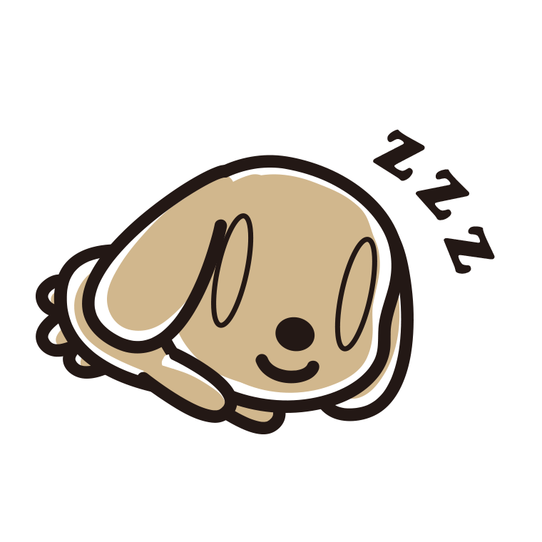 眠っているトイプーちゃん（犬）のイラスト【色あり、背景なし】透過PNG