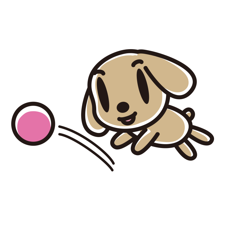 ボールを追うトイプーちゃん（犬）のイラスト【色あり、背景なし】透過PNG