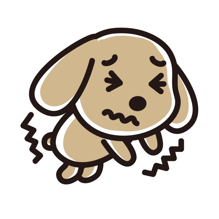 ブルブル震えるトイプーちゃん（犬）のイラスト【色あり、背景なし】透過PNG