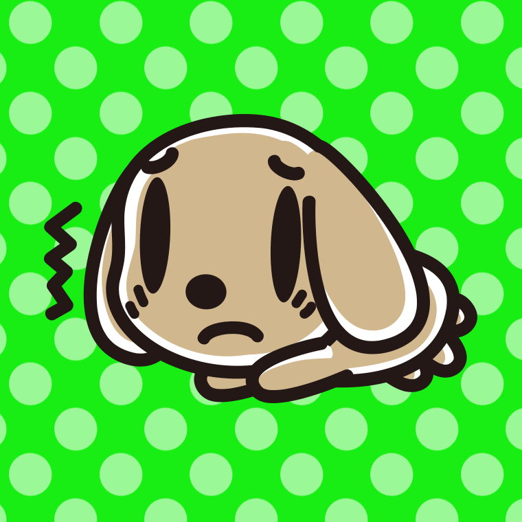 具合が悪いトイプーちゃん（犬）のイラスト【色、背景あり】PNG