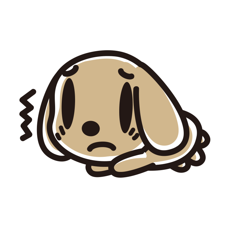 具合が悪いトイプーちゃん（犬）のイラスト【色あり、背景なし】透過PNG